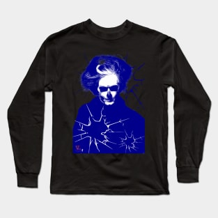 Blue monster behind a broken glass Long Sleeve T-Shirt